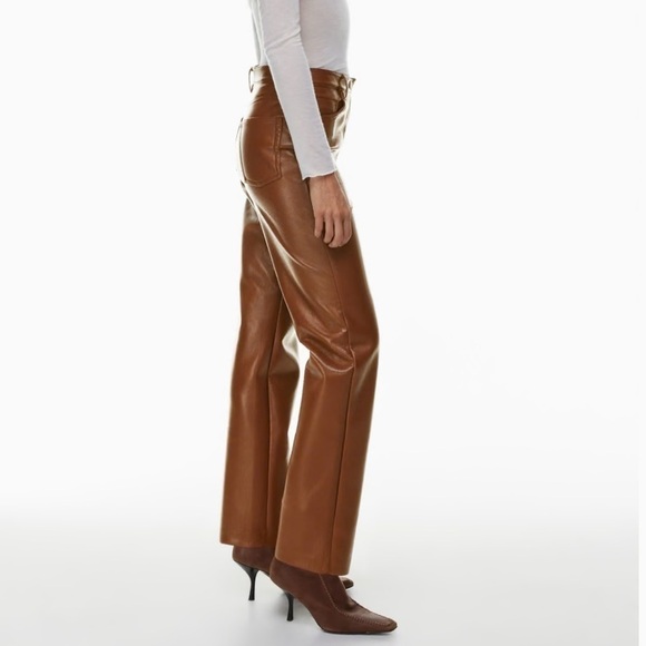 Aritzia Wilfred The Melina Pants High-waisted Vegan Leather Epicurean Brown 10 - Picture 5 of 16